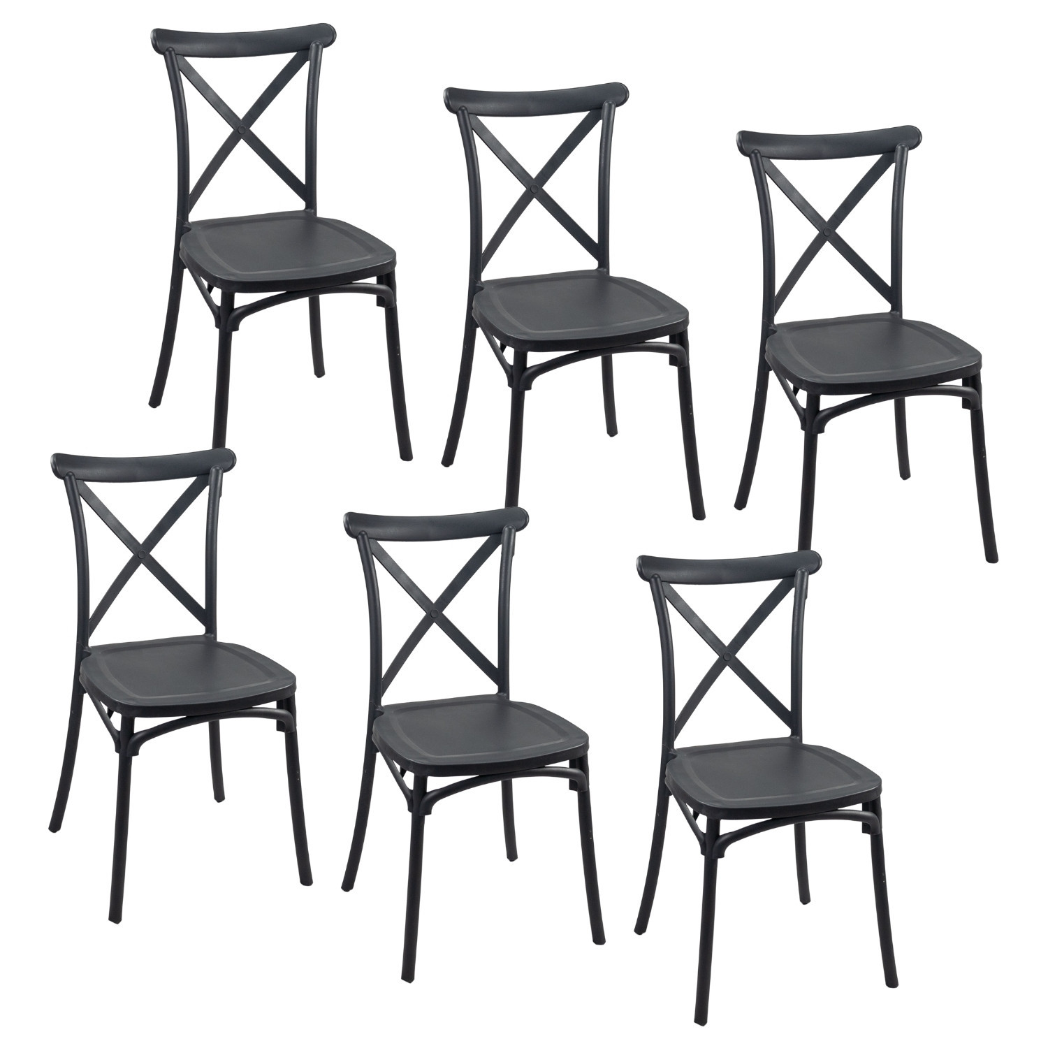 Pack 6 Sillas para Catering Apilables Charlotte 50x44x87.5cm 7house Sillas y Sillones de Exterior 1
